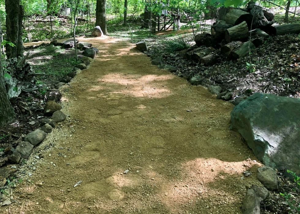 Chapel Hill gravel walking path and small bridge
