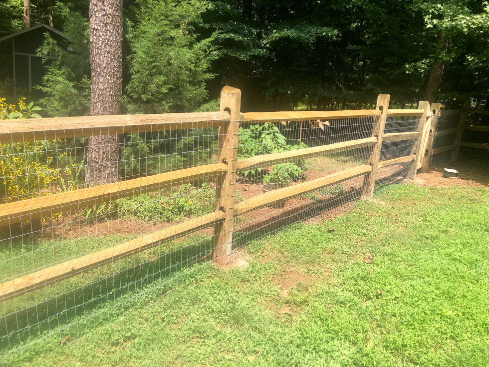 3 rail split rail fence with welded wire for dogs Chapel Hill