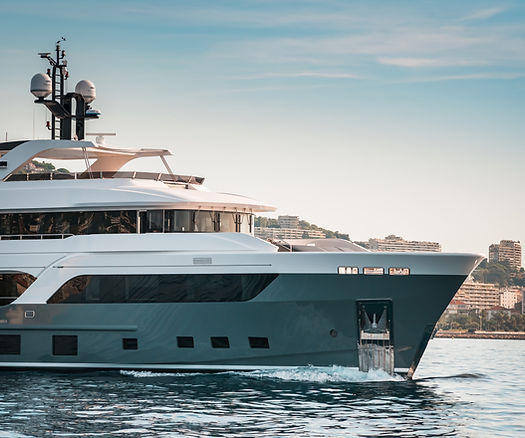 Beautiful superyacht with modern design with a blue sky in the Mediterranean sea, South of