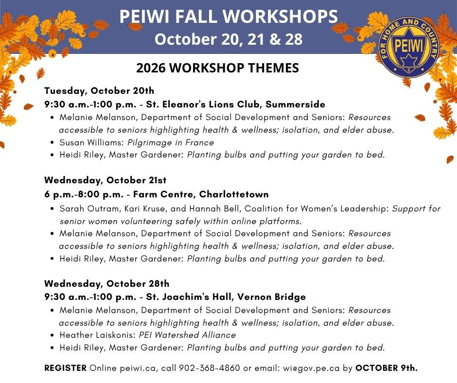 PEIWI Fall Workshops