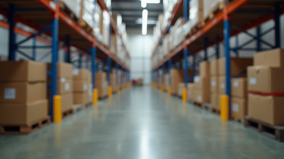 Eye-level view of a shipping warehouse with packages ready for dispatch