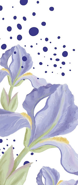 Watercolor illustration of Iris flowers.