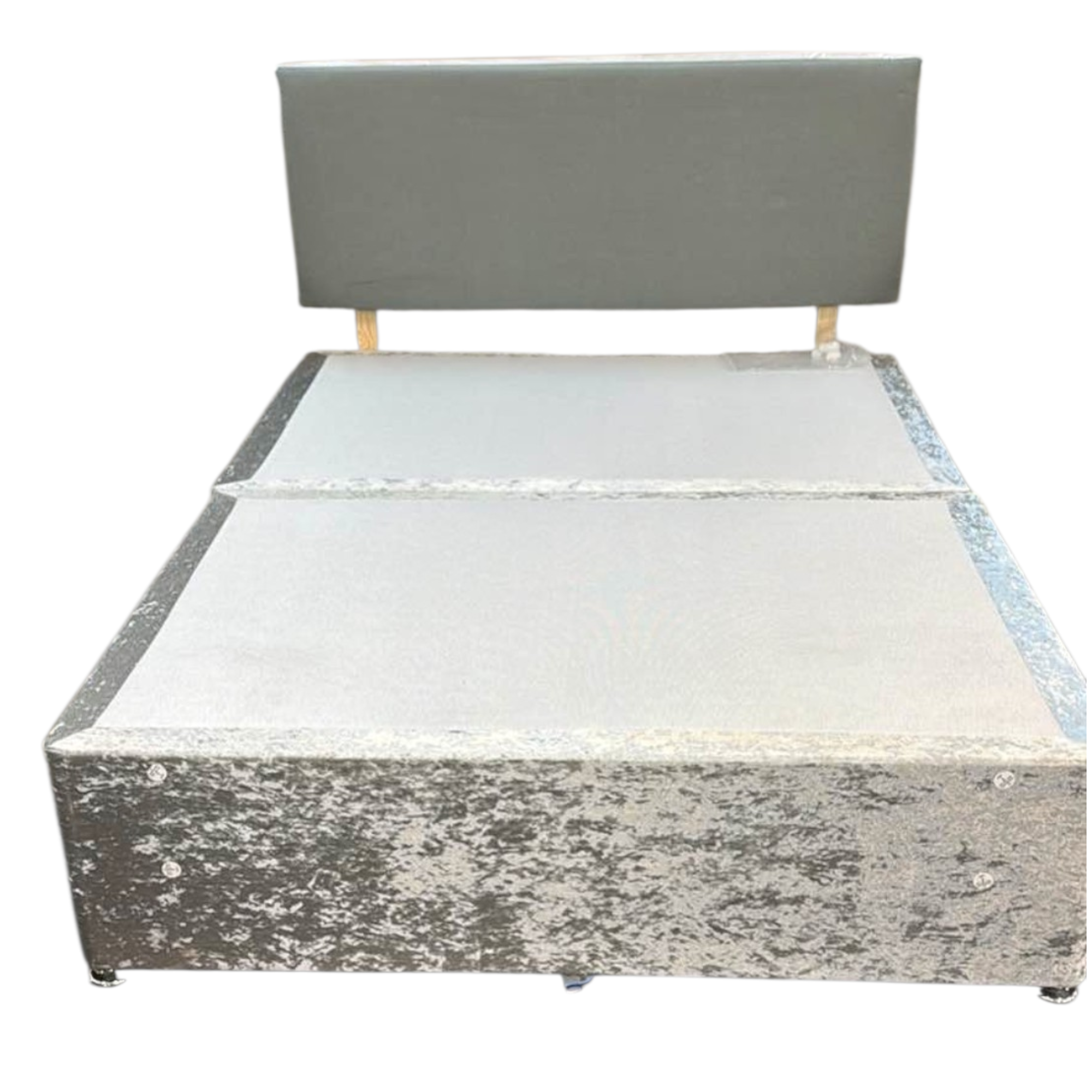 Double Bed 139cm Divan Style 4 Drawers Under Silver
