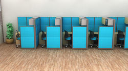 ESTACION DE TRABAJO CON MAMPARA ALTA Y BAJA Y LIBREROS