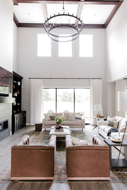 Transitional living room design using li