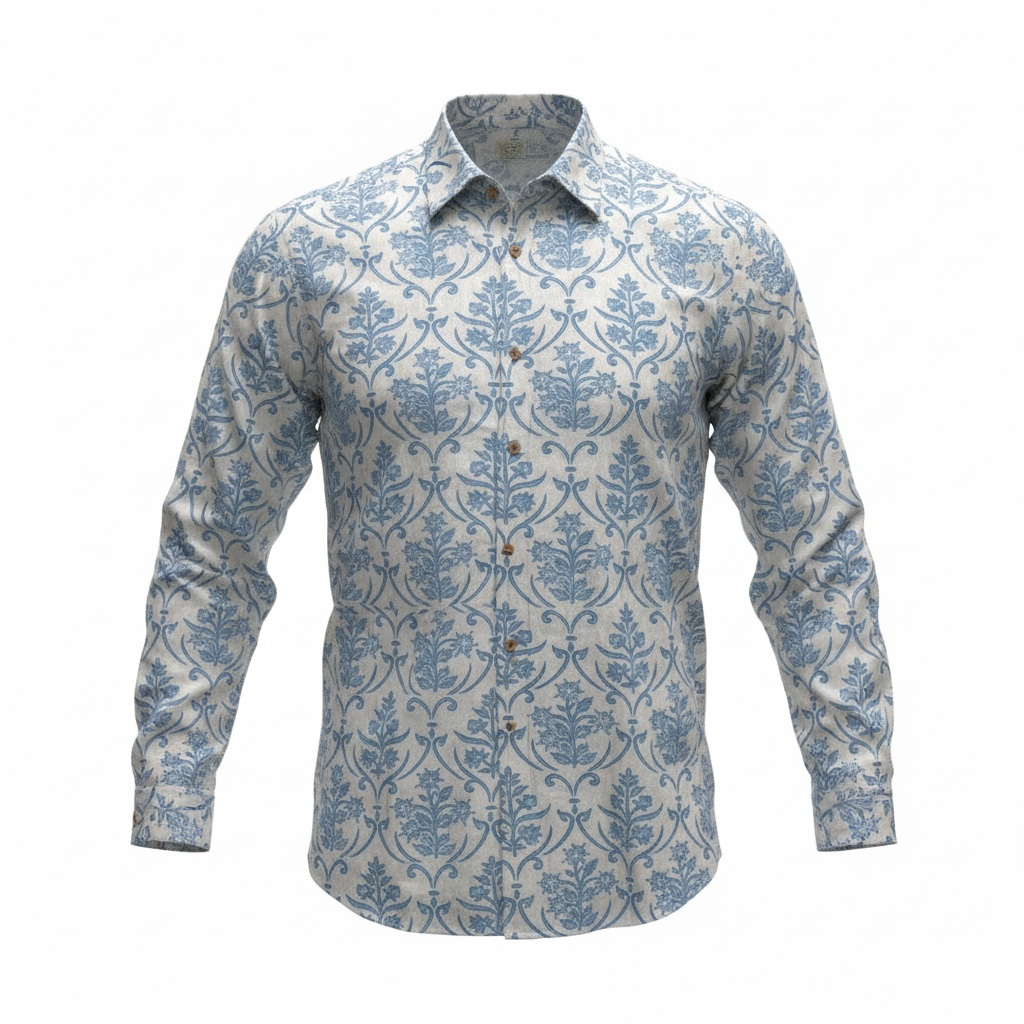Blue Flo Men Cotton Shirt