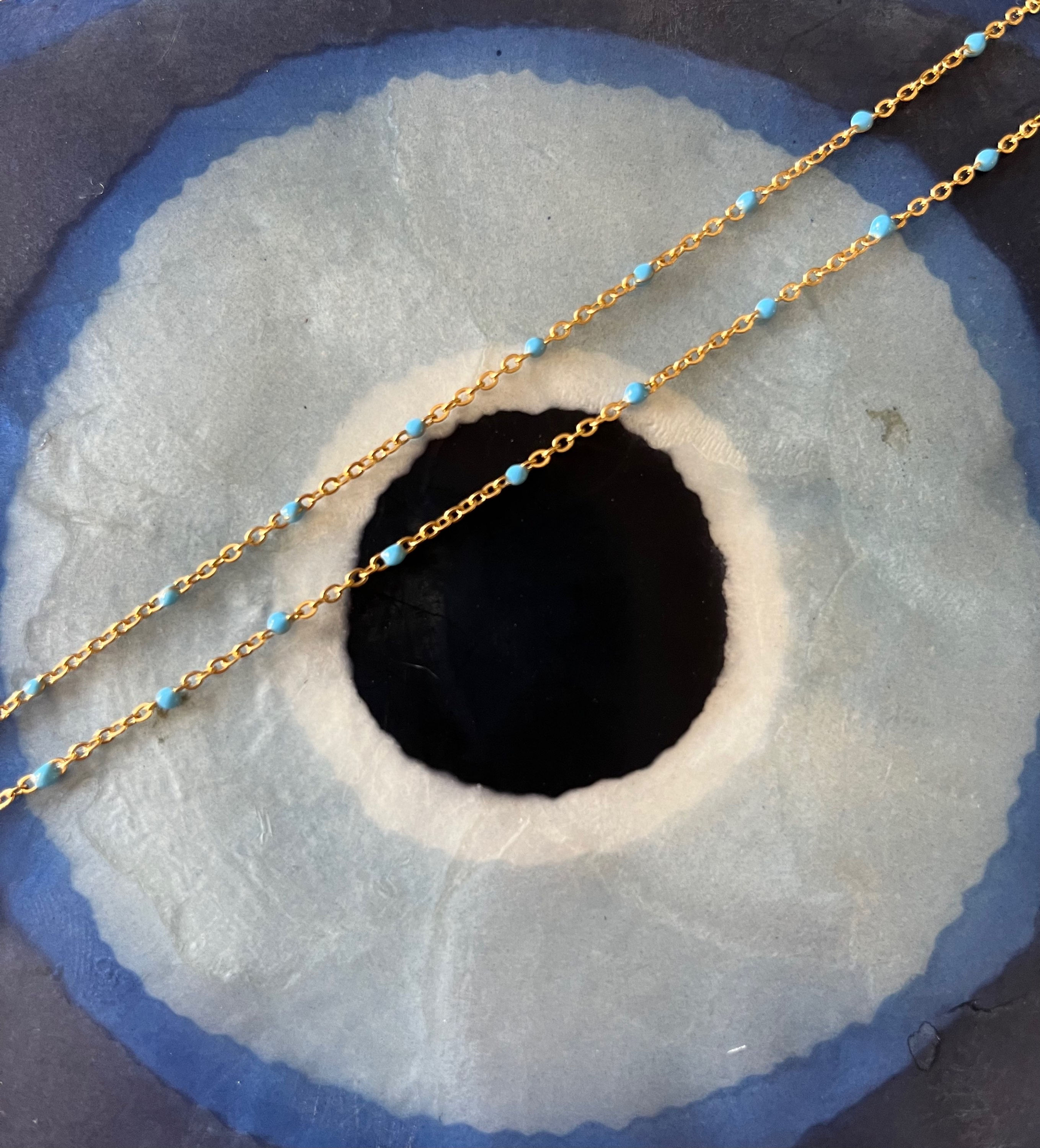 Rosary chain necklace - Light blue