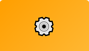 Gear icon on a yellow background