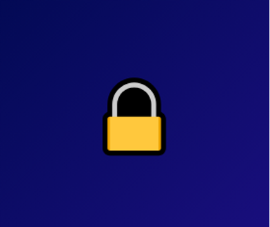Yellow padlock icon on a blue background