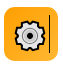 Gear icon on a yellow background symbolizing settings
