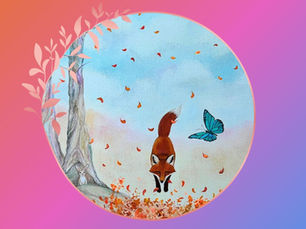 Fox & Butterfly Fall Scene Vignette