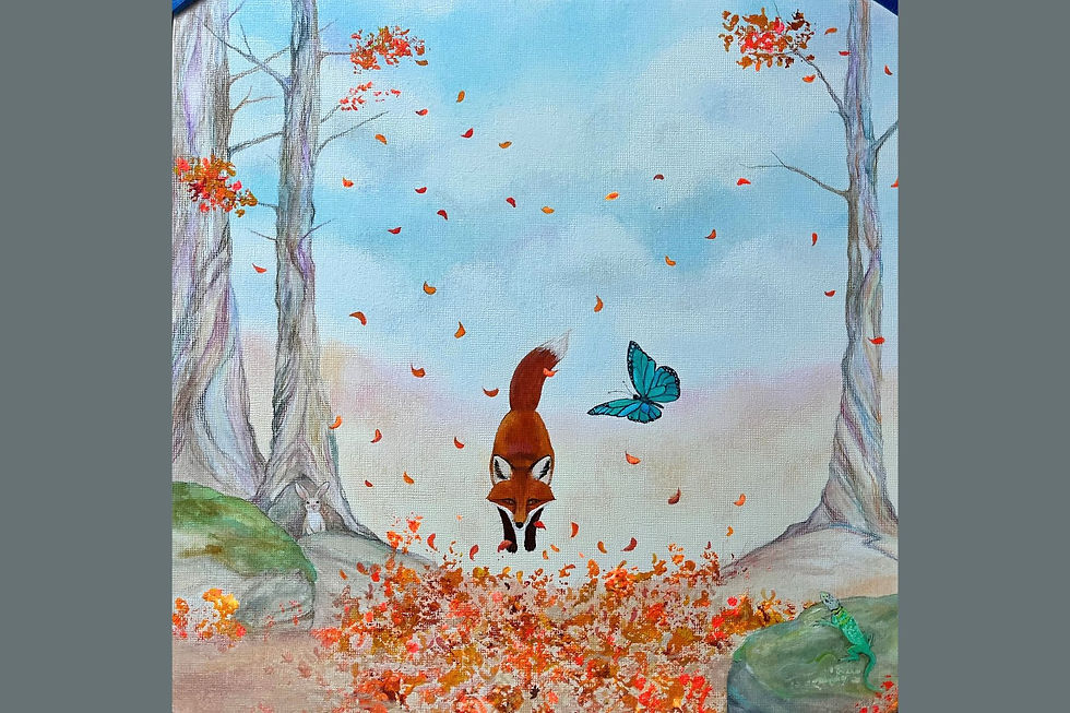 Fox & Butterfly Fall Scene, Final