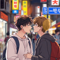 boys love manga korea; urban setting, intimate, background is blurred.jpg