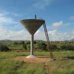 Cocktail glass water tower at the distillery.