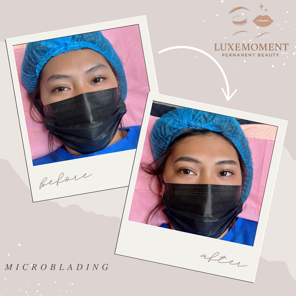 Before and after microblading at Luxe Moment in Kennesaw GA