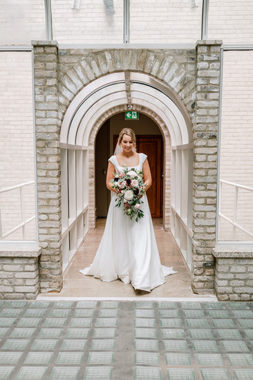 A Bride enters in the bar area of The Crystal Ballroom at The Fort Garry Hotel in Winnipeg