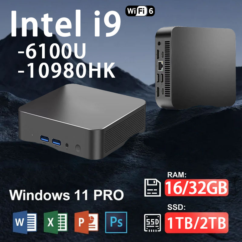 Mini PC Windows 11 Intel Core i9 10980HK Core i3 6100U Desktop Computer 16GB 32G