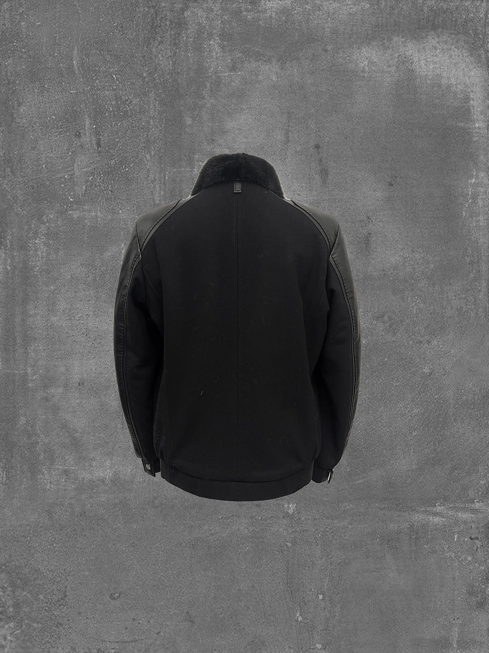 Miniaturbild: Jacke Schwarz - Nerzkragen & Leder-Details