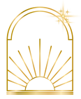 Window arch with rising sun