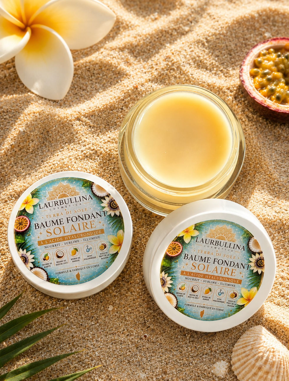 baume fondant solaire à l'acide hyaluronique corps & cheveux plage sable été