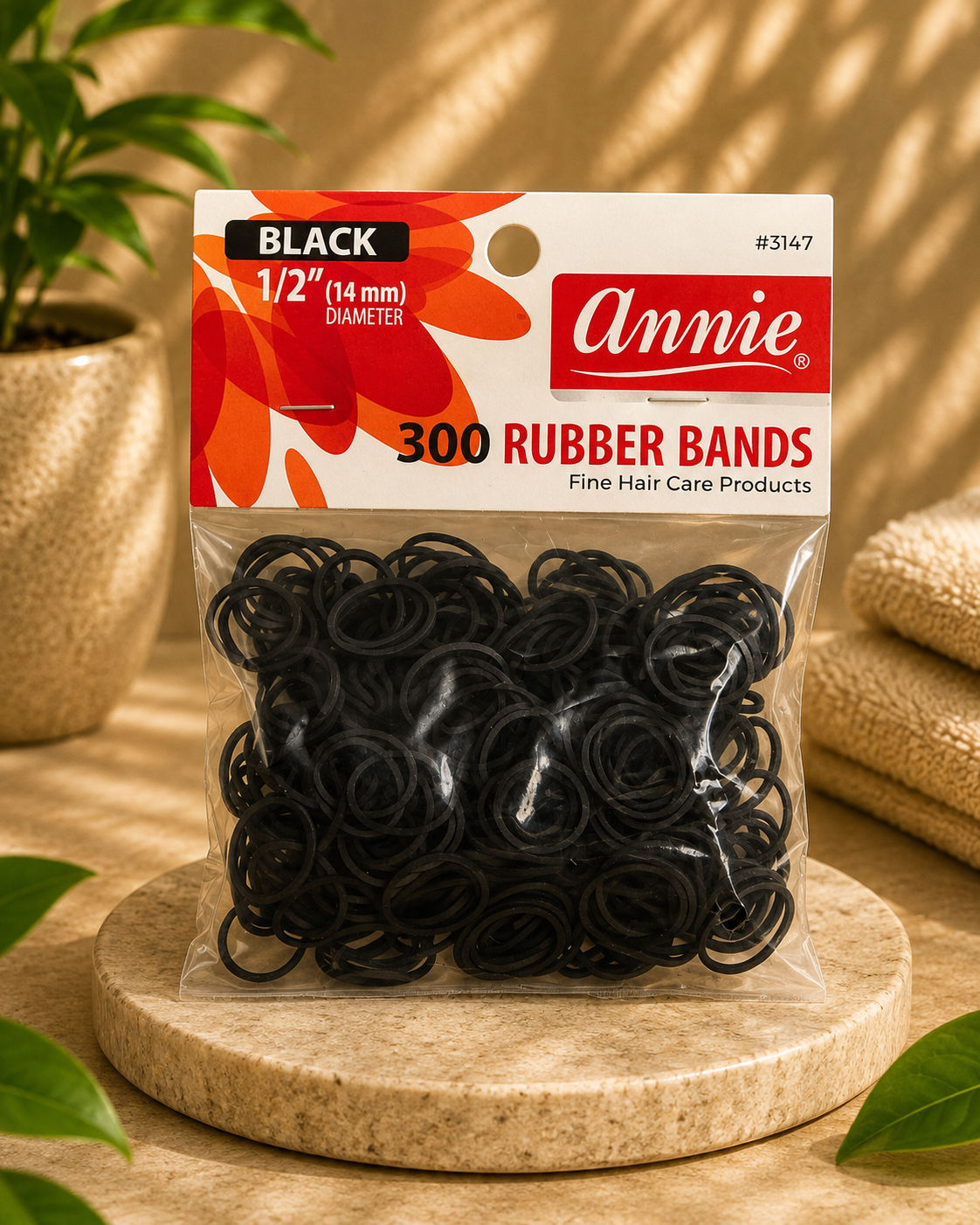 Annie Black Rubber Bands (300ct)