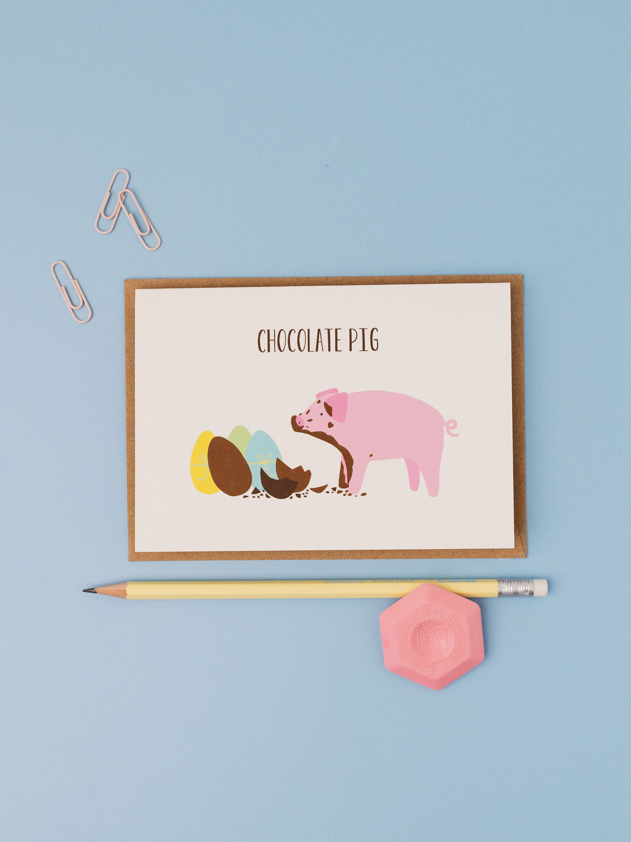 Chocolate pig Easter card