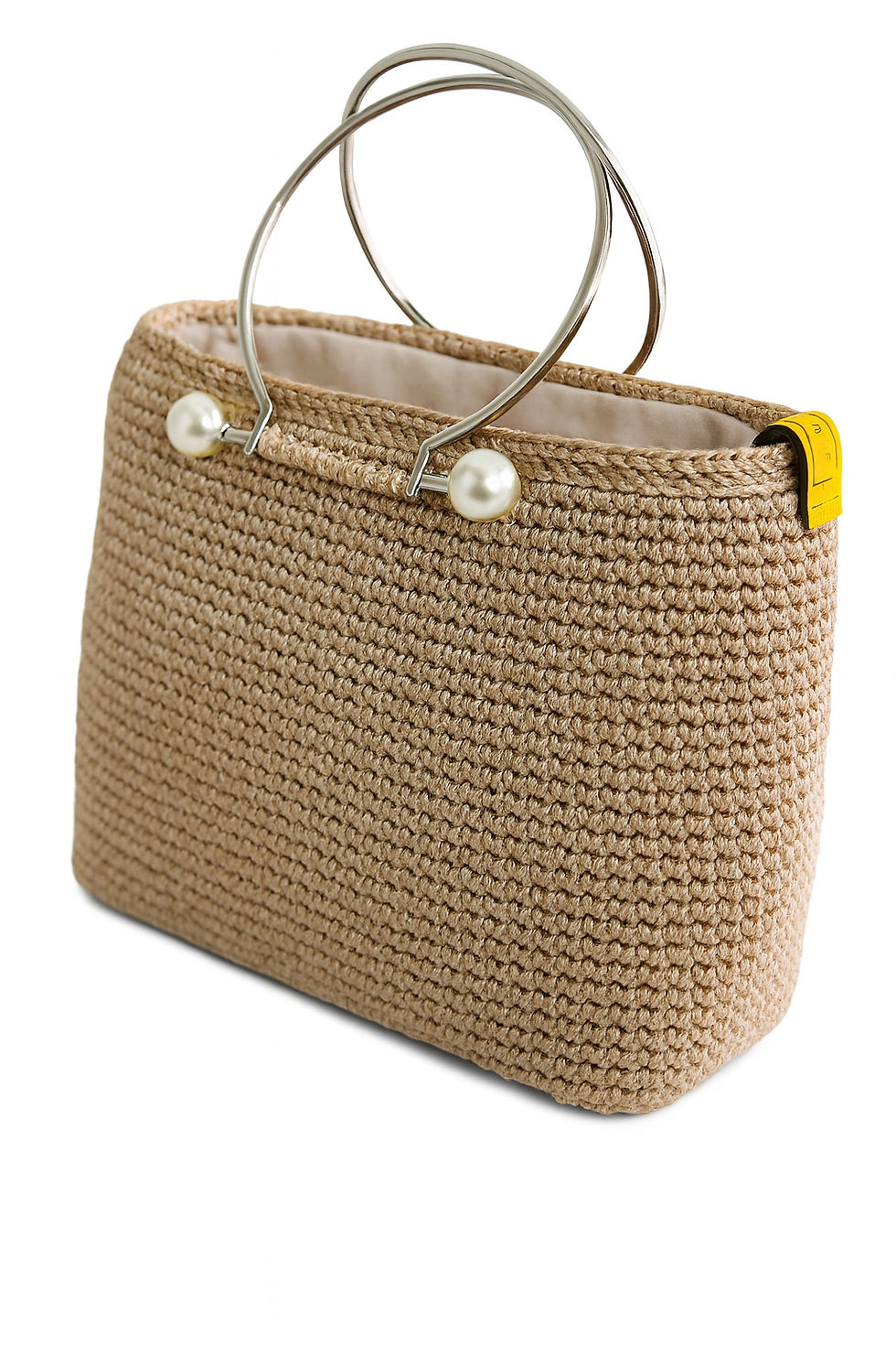 Miniaturbild: Häkel-Handtasche mit Perlen und Metallgriffen–festlich-elegant-Handgefertigt