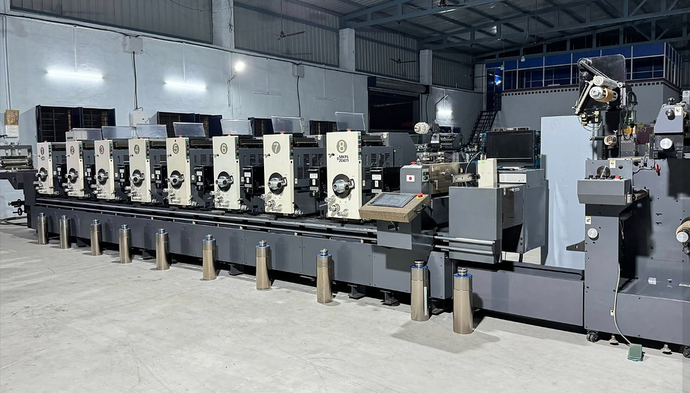 Large industrial offset printing machine in a clean factory