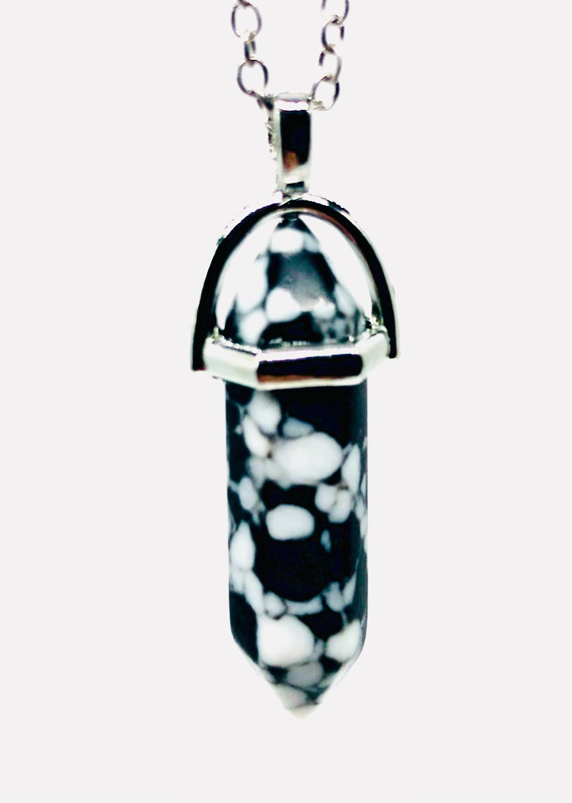 Thumbnail: Dalmatian Jasper bullet pendant necklace for protection, confidence and emotional strength