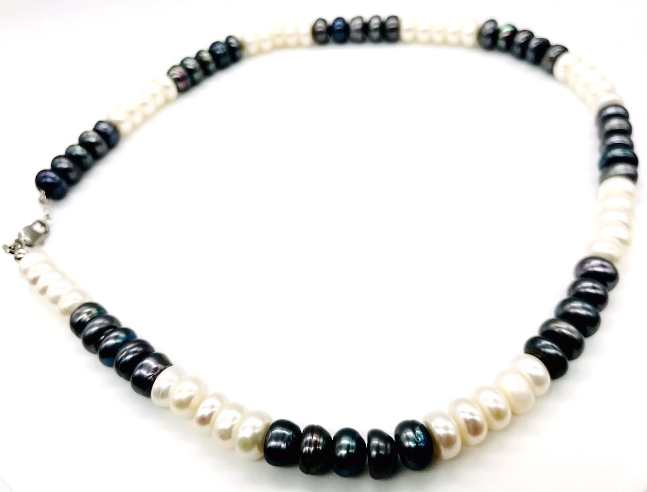 Black and white pearl necklace for protection, health, luck, fertility and emotional clarity
