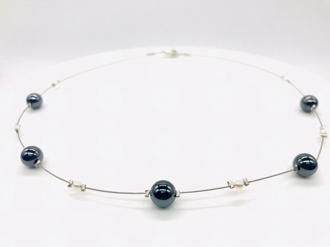 Hematite Healing Crystal Gemstone Pearl Necklace | Healing Energy Rocks