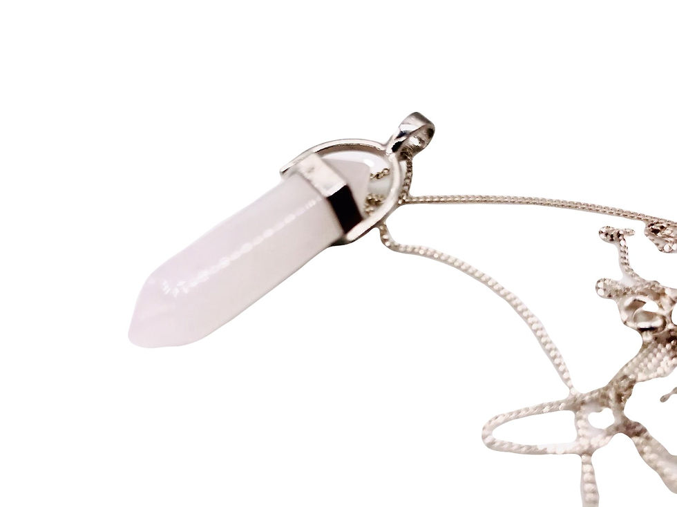 Rose Quartz bullet pendant necklace for love, emotional balance and calm clarity