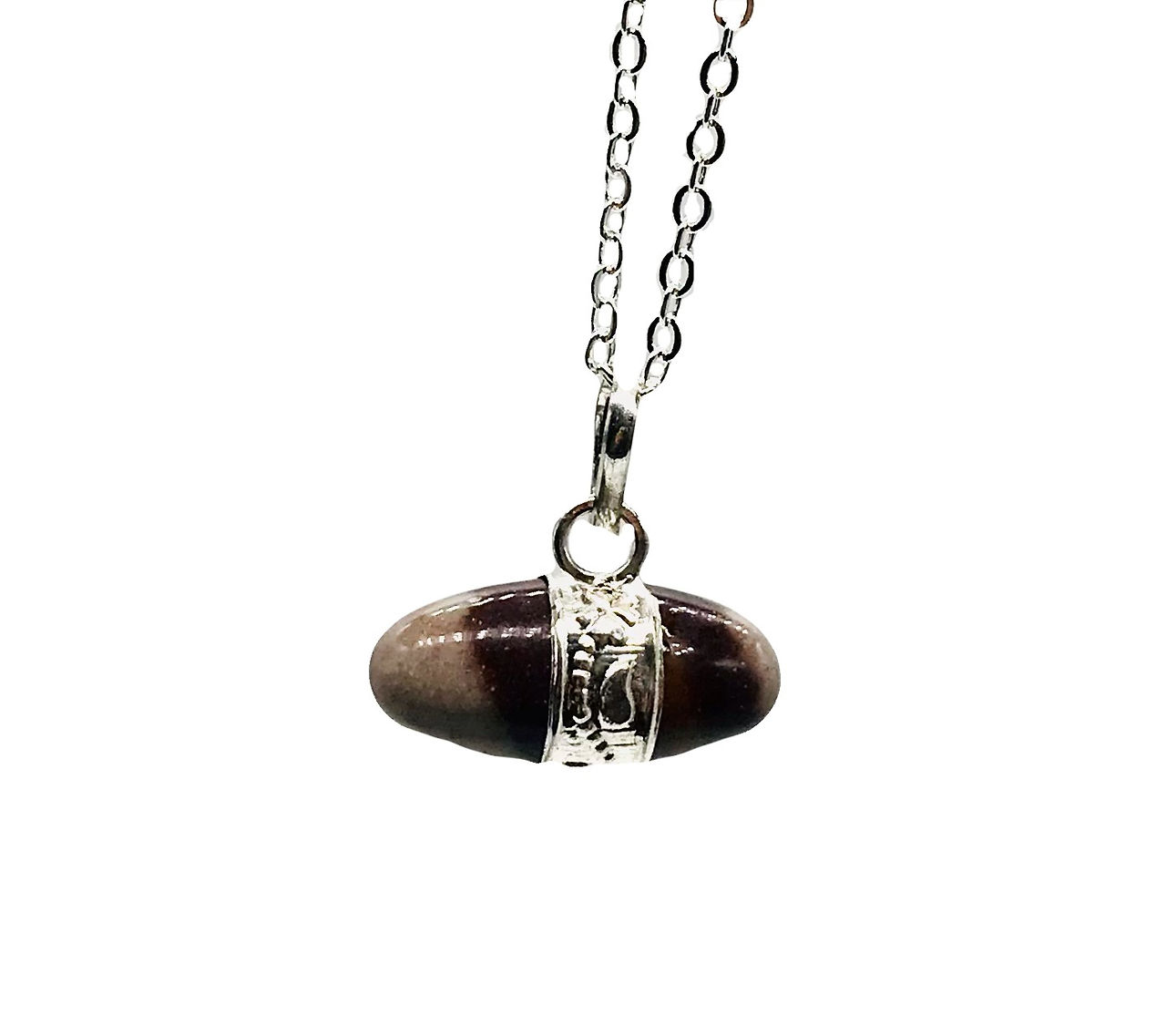 Shiva Lingam Gemstone Healing Crystal Pendant Silver Plated Necklace | Healing Energy Rocks