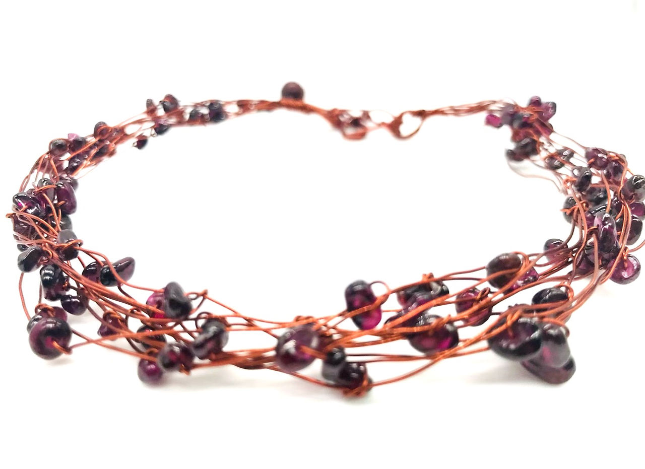 Garnet Healing Crystal Gemstone Copper Choker | Healing Energy Rocks