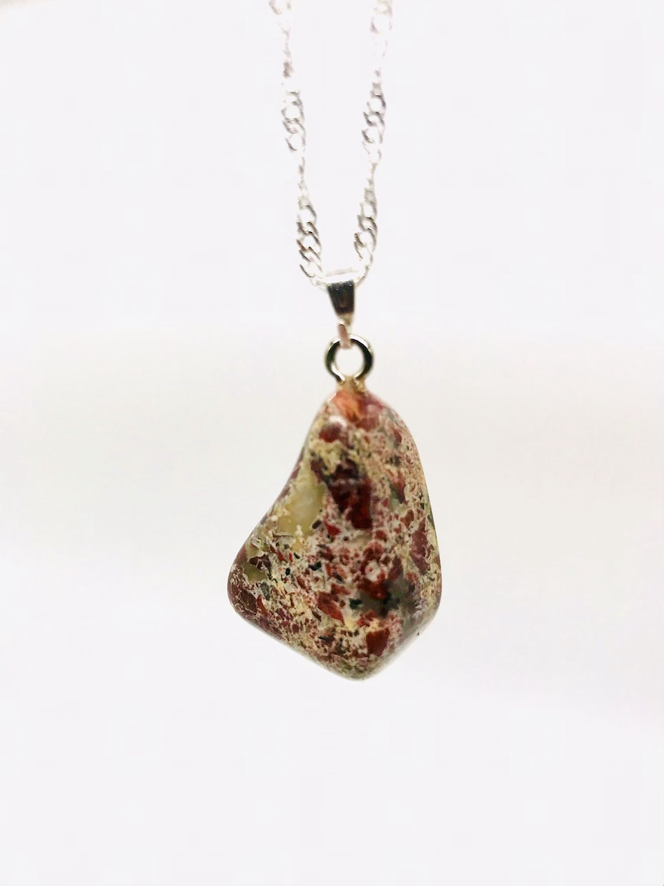 Red Poppy Jasper Healing Crystal Gemstone Pendant Silver Plated Necklace | Healing Energy Rocks