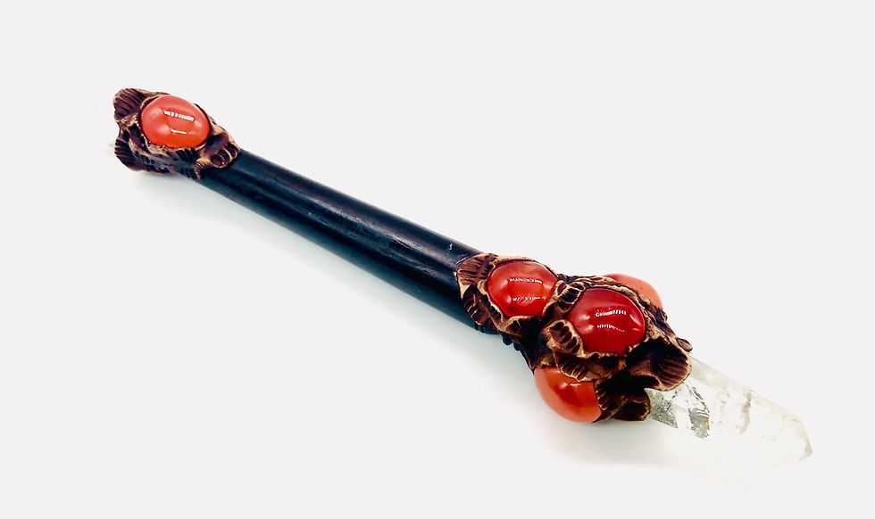 Thumbnail: Carnelian and Clear Quartz healing crystal wand for confidence, creativity, vitality, clarity and protection
