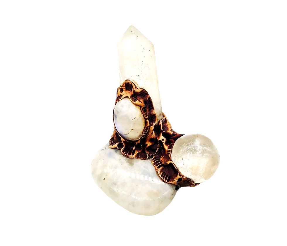 Thumbnail: Moonstone and Clear Quartz healing crystal point for emotional healing, intuition, new beginnings, balance and clarity