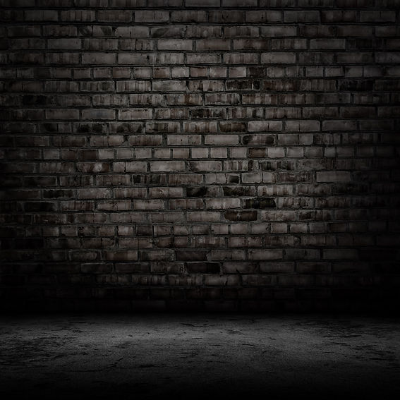 Dark room with tile floor and dark brick wall background