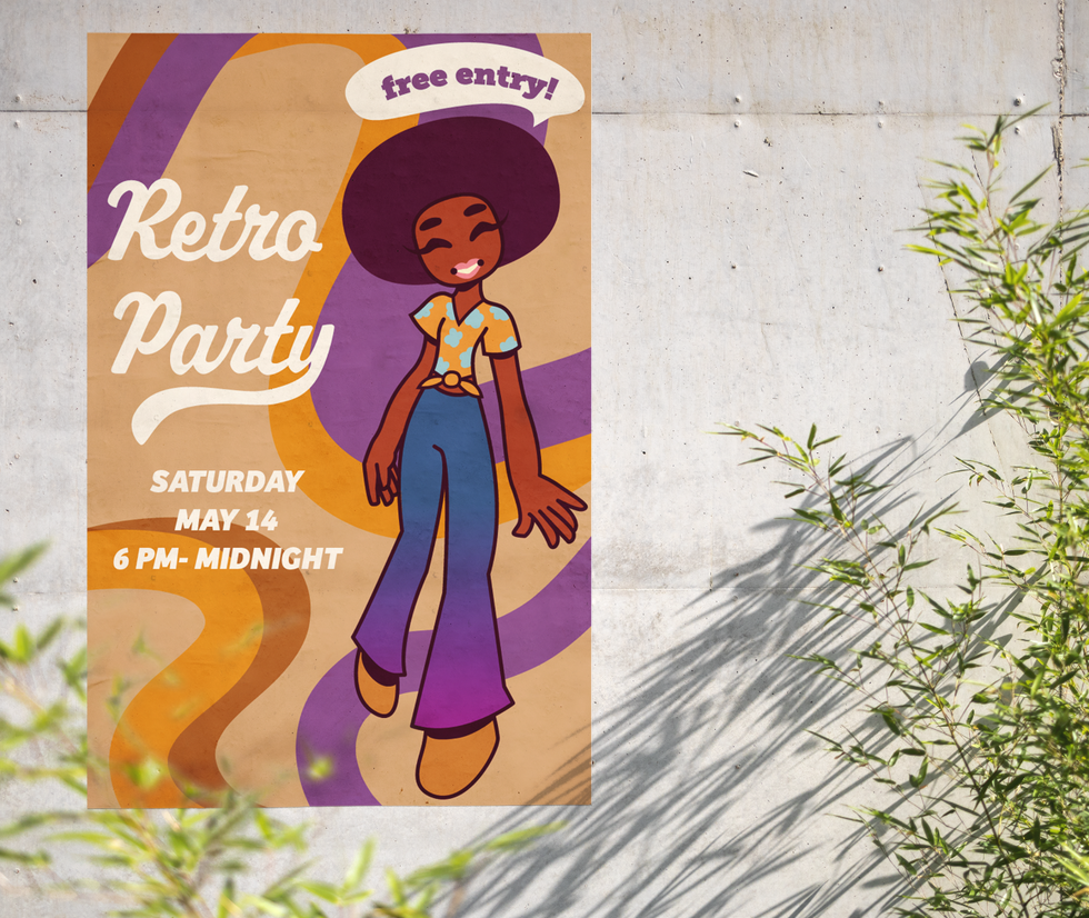 retro party poster mockup
