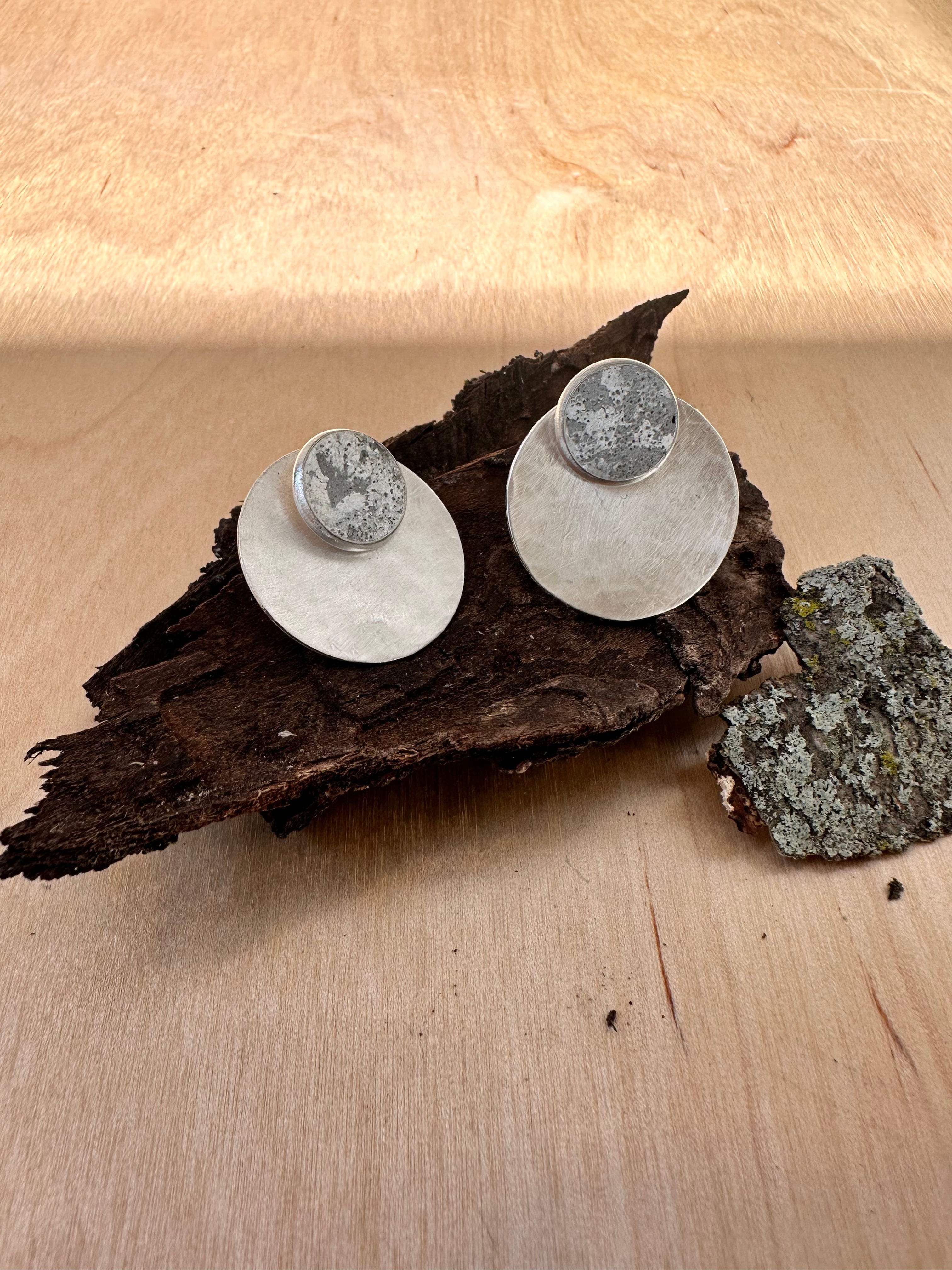 Between Sun and Moon Concrete Earrings