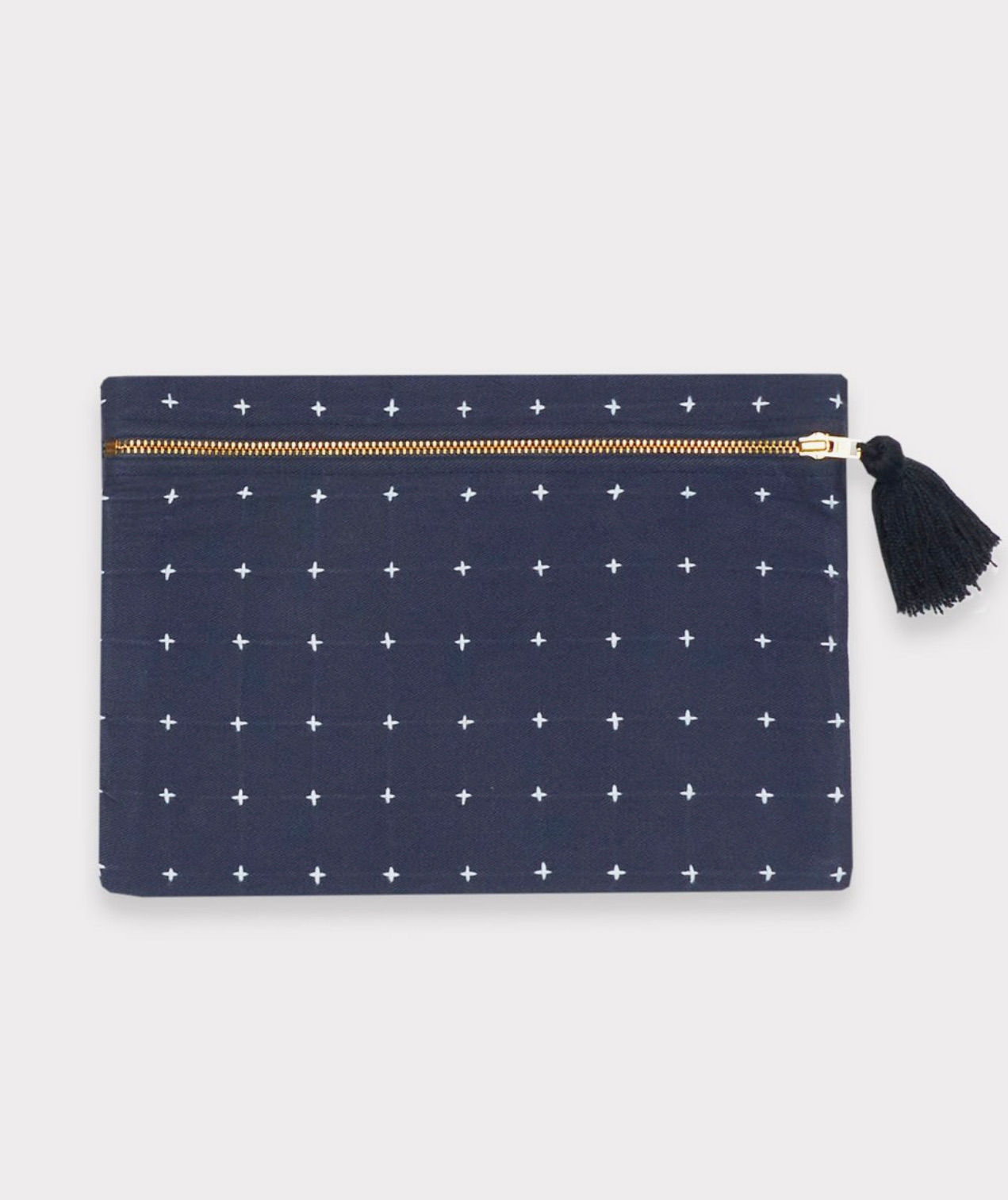 Cross-Stitch Pouch Clutch-Navy