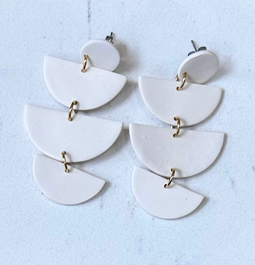 Cream Stacking Bowl Earrings