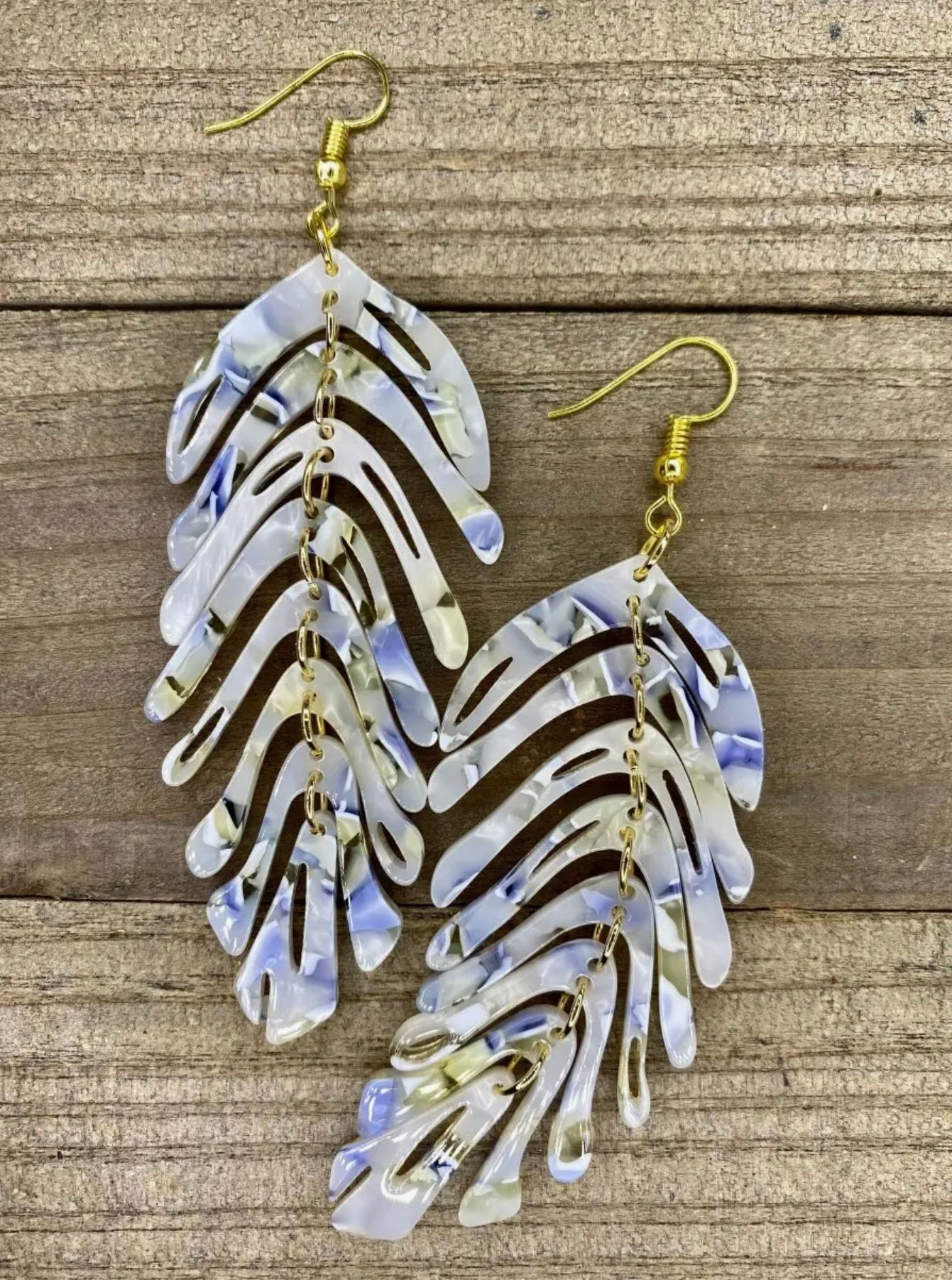 Pearly White Leaf Acrylic Earrings