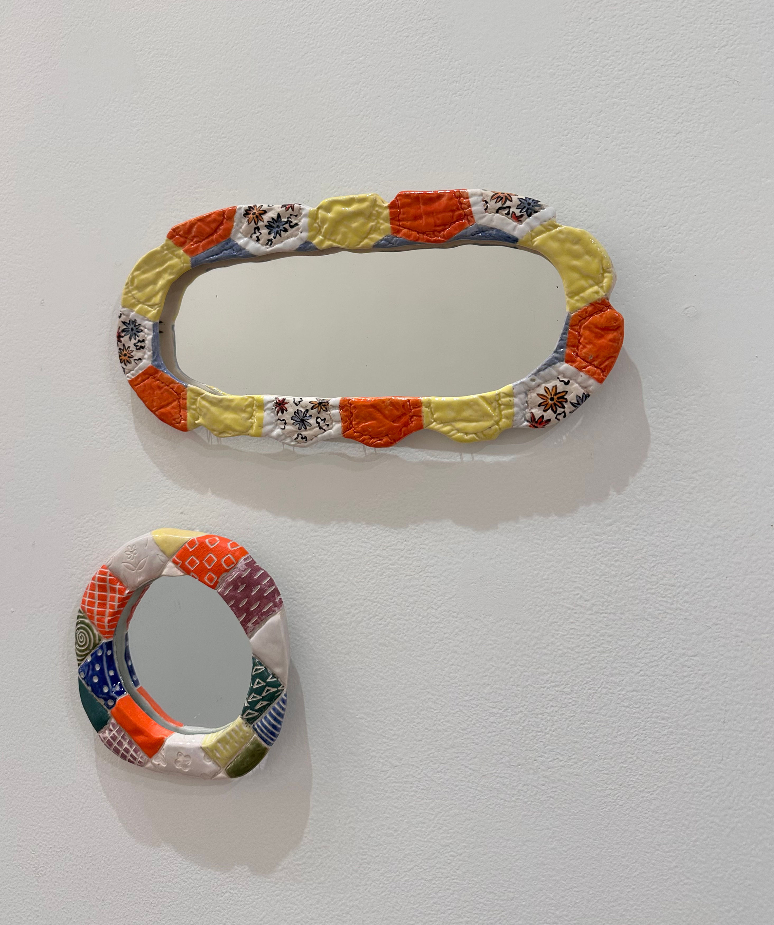 Hannah Johnston, Quilted Ceramic Mirrors