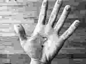 image of hand asking whether faith should be blue