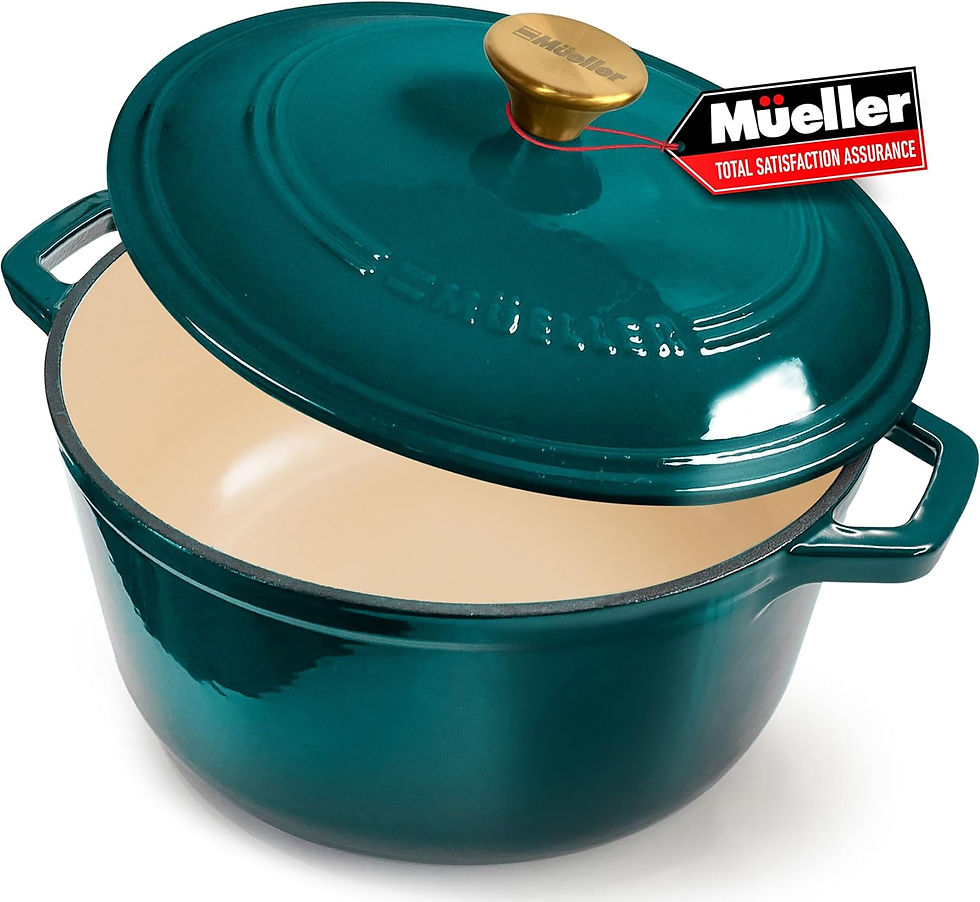 Thumbnail: Mueller 6qt Enameled Cast Iron Dutch Oven, Heavy-Duty Casserole and Braiser Pan