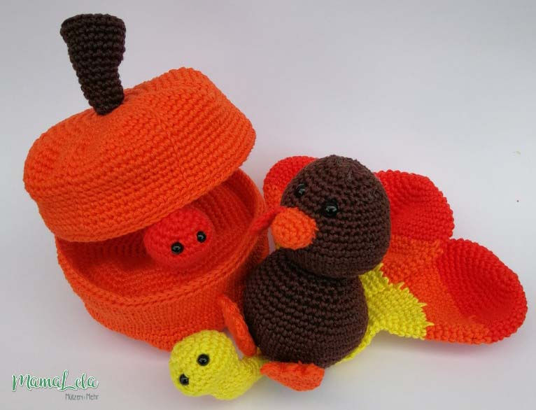 Miniaturbild: Truthahnbaby mit Kürbis