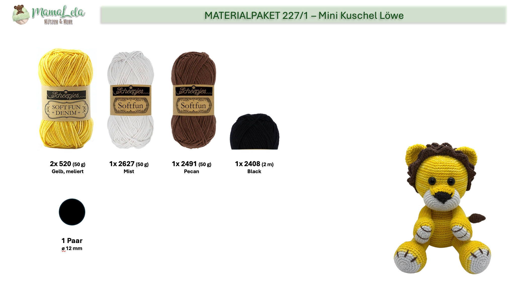 Mini Kuschel Löwe - Materialpaket