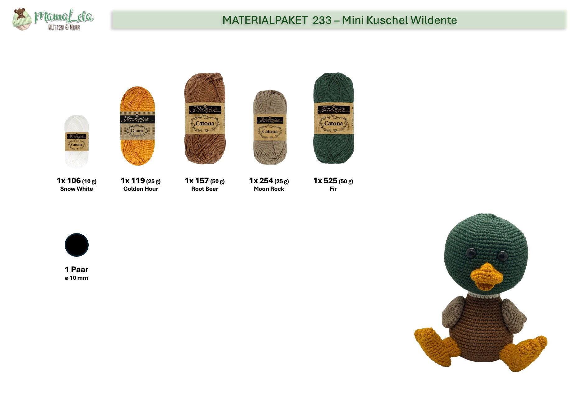 Mini Kuschel Wildente - Materialpaket
