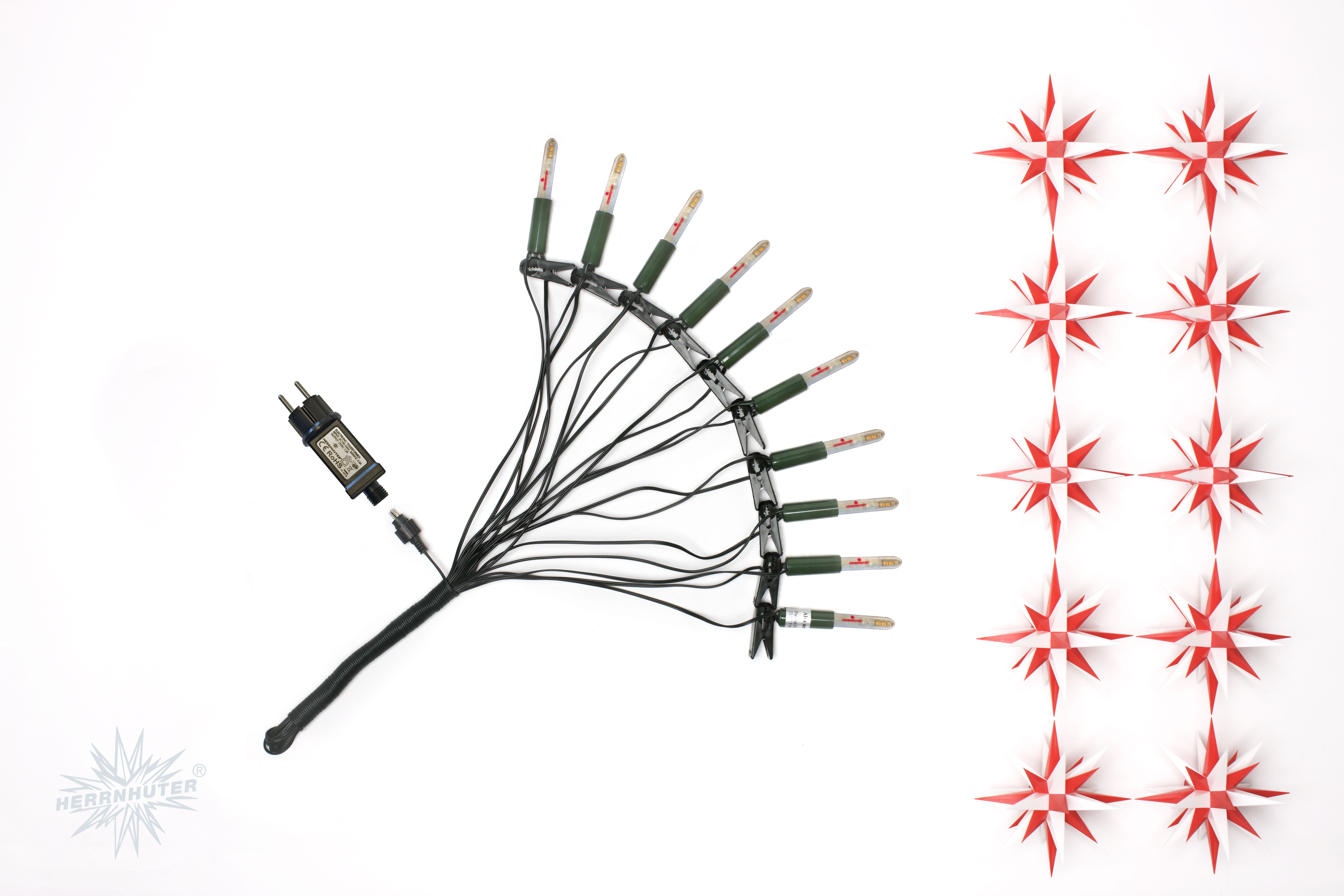 Herrnhuter Sternenkette - weiß/rot